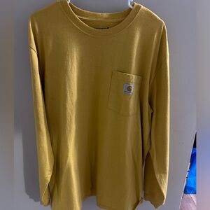 Men’s yellow loose fit carhartt long sleeve shirt